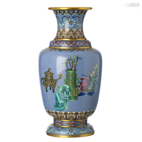 CloisonnÃ© metal large vase