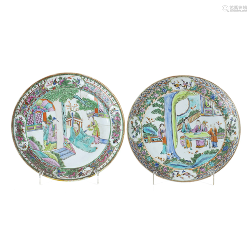 Chinese porcelain pair of figural plates