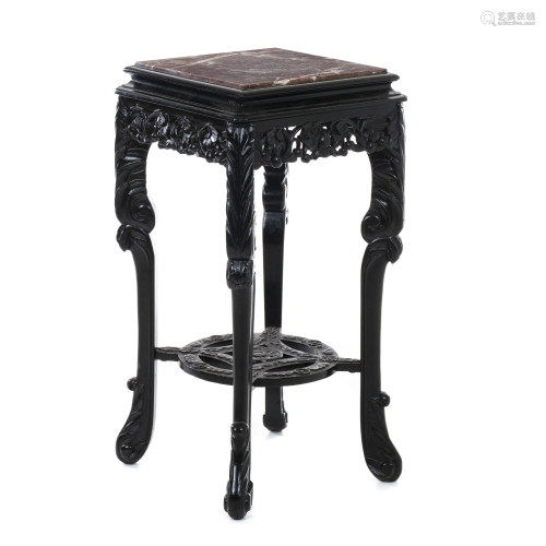 Chinese flower column table with marble…