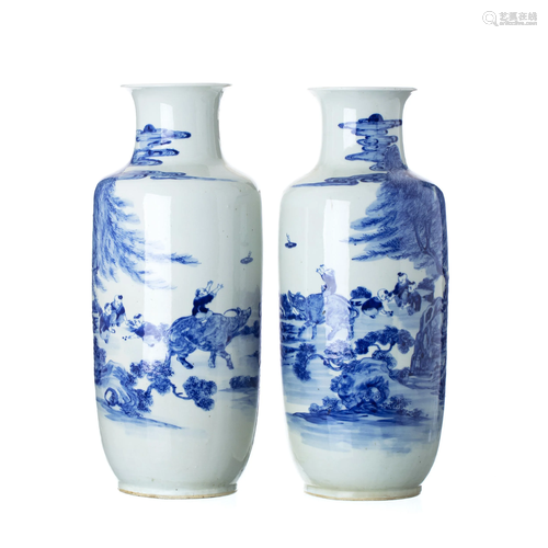 Pair of large 'boy and buffalo' vases in Chin…