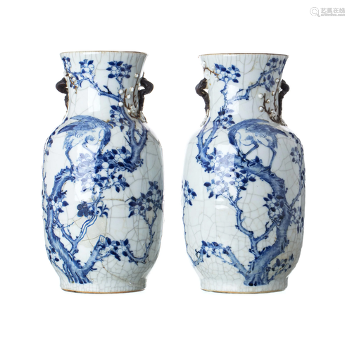 Pair of crackle vases in Chinese porcelain