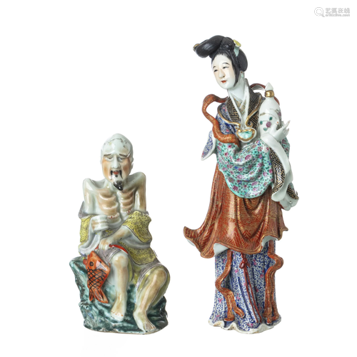 Two figures in Chinese porcelain