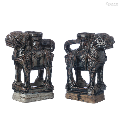 Pair of buddhistic lion incense sticks