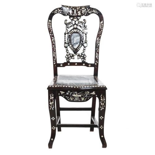 Chinese chair with mother of pearl, Minguo