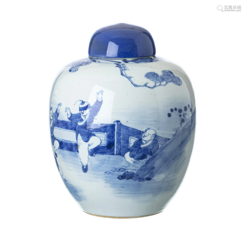 'Boys at Play' pot in Chinese porcelain, Guangxu