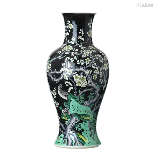 China porcelain famille noir vase