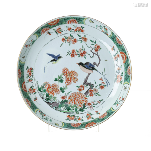 Famille verte plate in chinese porcelain, Kangxi