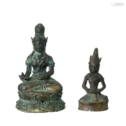 Two bronze Buddhist deities