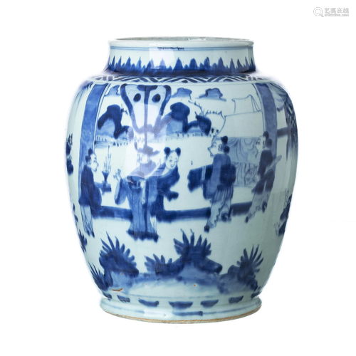 China figural porcelain pot, Transitional