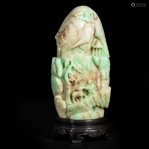 green jade character ornament from Qing