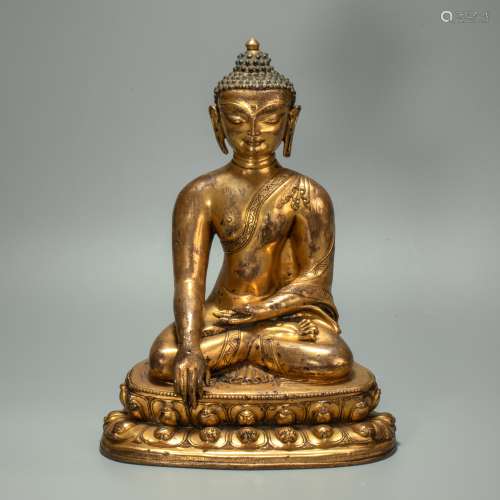 copper and gold sakyamuni buddhism sculpture from Ming