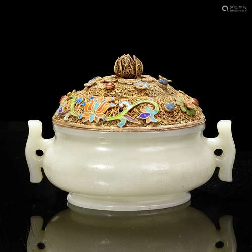 hetian jade censer from Qing