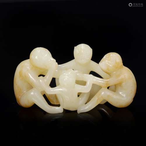 hetian jade monkey ornament from Qing