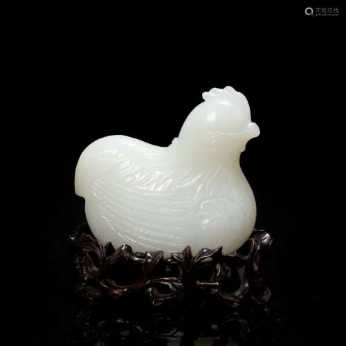 hetian jade rooster from Qing