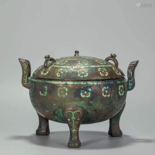 bronze censer with green tophus inlayed from the Warring States