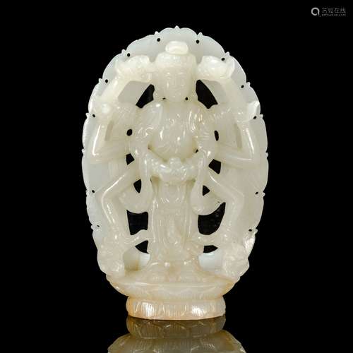 hetian jade thousand-hand kwan-yin from Qing