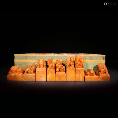 Shou Shan orpiment seals set from Qing