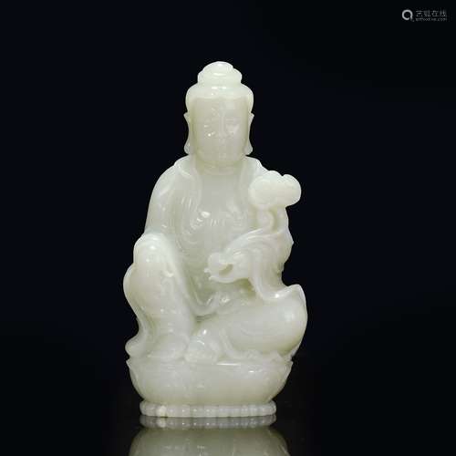 hetian jade Kwan-Yin sculpture from Qing