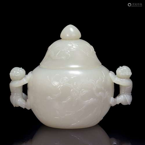 hetian jade character censer from Qing