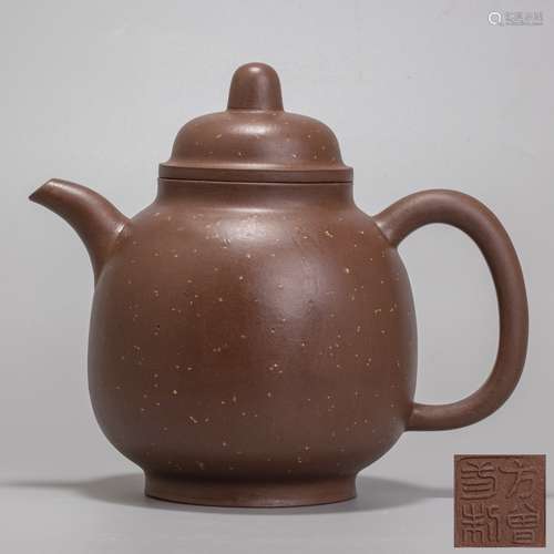 chinese ancient dark-red enameled tea pot