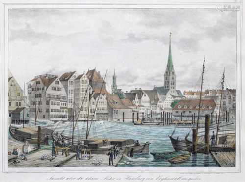 Peter Suhr(1788 Hamburg - 1857 ebenda)Fünf Hamburg-AnsichtenAltkolorierte Lithographien. Im Stein