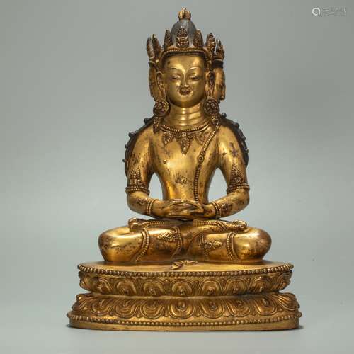 chinese ancient copper and gold buddhism sculpture