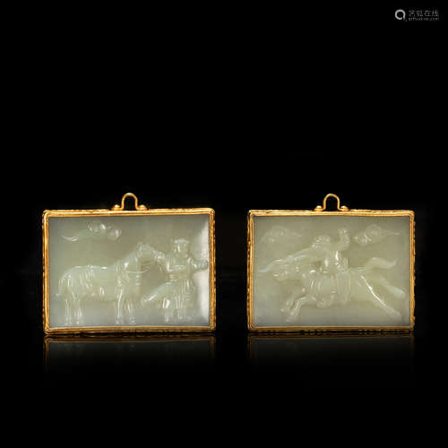 a pair of hetian jade glid board from Qing