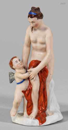 Venus und AmorStehende Venus in Begleitung des geflügelten Amorkindes. Polychrome Malerei. Rest.;