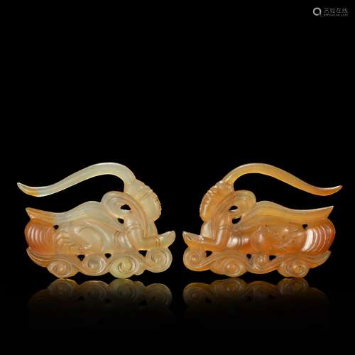 agate flying apsaras earrings from Liao