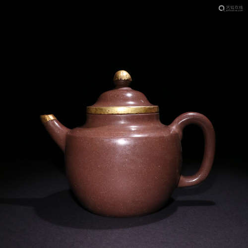 chinese ancient dark-red enameled tea pot