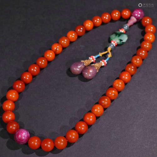 red gem beads from Qing