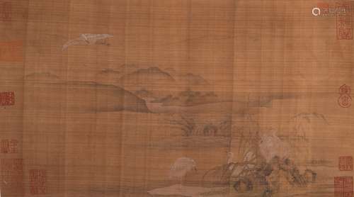 Chinese ancient silk scroll ink painting