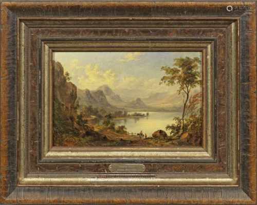 Charles Stuart(1838 London - 1907 ebenda)GebirgsseeÖl/Holztafel. R. u. sign.; 16,5 cm x 25,5 cm.
