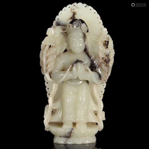 hetian jade kwan-yin sculpture from Qing