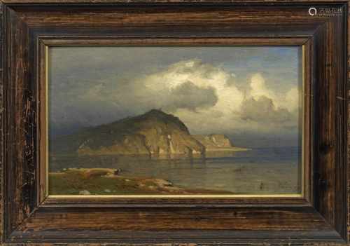 Hugo Knorr(1834 Königsberg - 1904 Karlsruhe)Am Nordkap in NorwegenEffektvolle Ölstudie, plein air