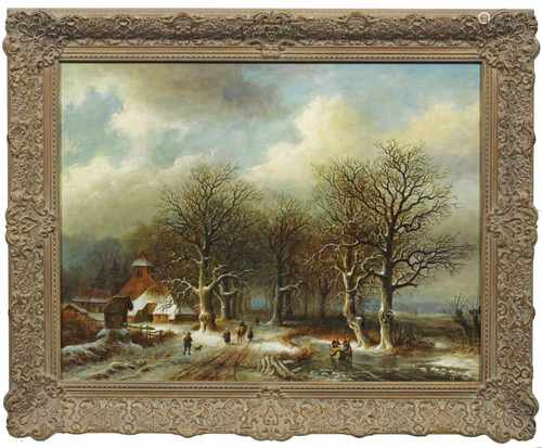 Cornelis Le Mair(Geb. 1944 Eindhoven. Ansässig ebenda)Holländische Winterlandschaft mit