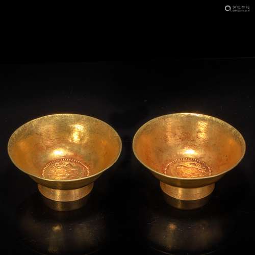 a pair of gold bowl from Liao