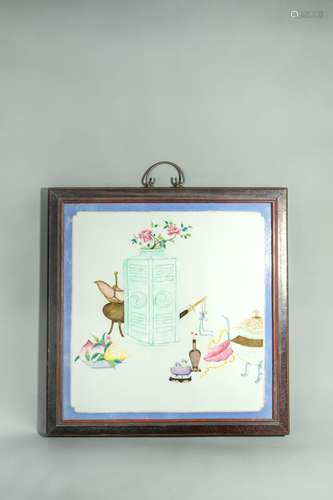 famille rose ceramic board from Qing