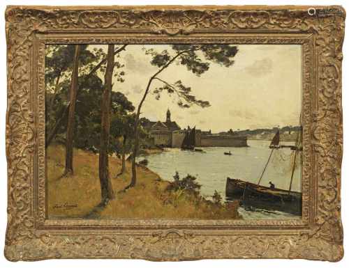 Paul Lecomte(1842 Paris - 1920 ebenda)Stadt am UferAtmosphärisch gestimmter Blick auf eine Stadt