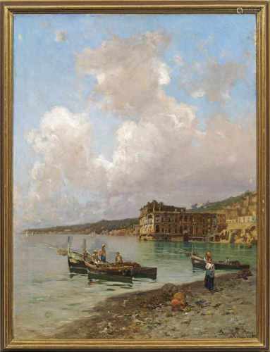 Bernardo Hay(1864 Florenz - 1931/34 Capri oder Neapel)Morgenstimmung mit neapolitanischen Fischern