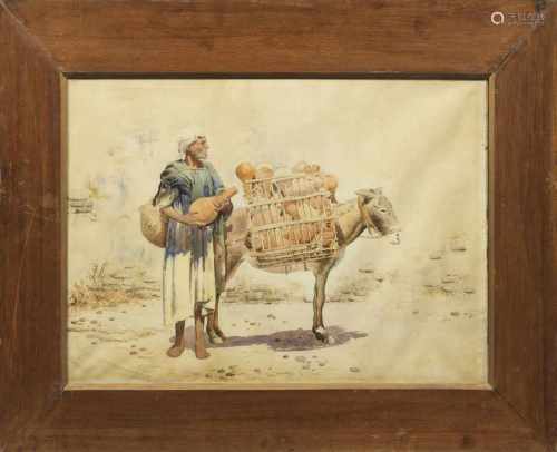 Französischer Orientmaler(Tätig um 1900)Nordfafrikanischer KeramikhändlerStraßenszene mit