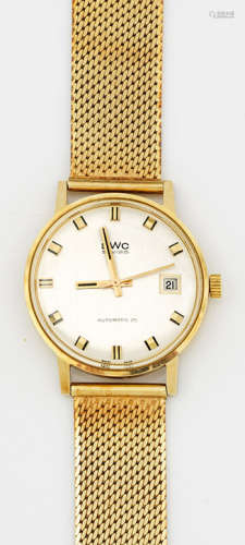 Herrenarmbanduhr von BWC aus den 70er JahrenGelbgold, gest. 585. Rundes Uhrengehäuse, satiniertes