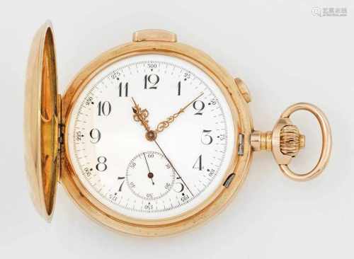 Gold-Savonette mit Minutenrepetition und ChronographLe Phare Systeme BrevetteRoségold, gest. 14 k/