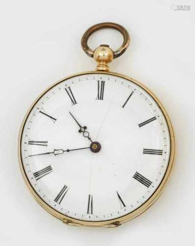 Spätbiedermeier-Damentaschenuhr mit zwei UhrenkettenRosé- und Gelbgold, gest. 333, 585 und 18 ct.;