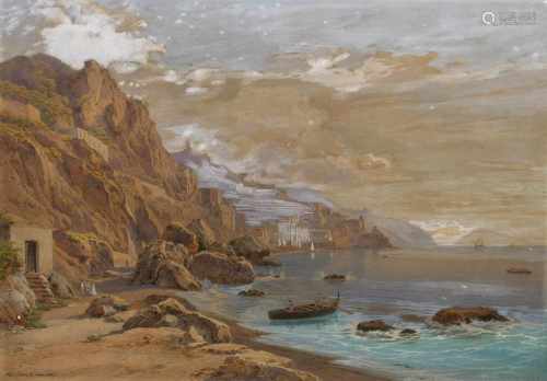 Salomon Corrodi(1810 Fehraltorf/Kanton Zürich/Schweiz - 1892 Como)Küste am Golf von AmalfiVom Westen