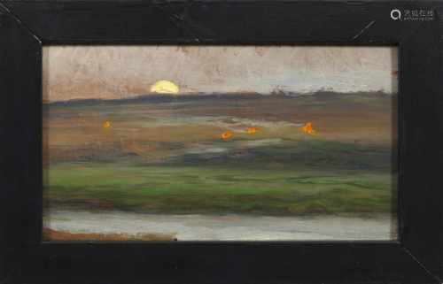 Franz Hoffmann-Fallersleben(1855 Weimar - 1927 Berlin)Flache Abendlandschaft mit