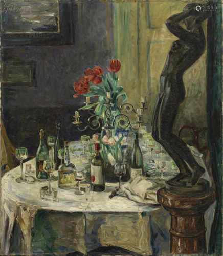 Gerhard Schliepstein(1886 Braunschweig - 1963 Berlin)Interieur-Stillleben nach einem Fest in der