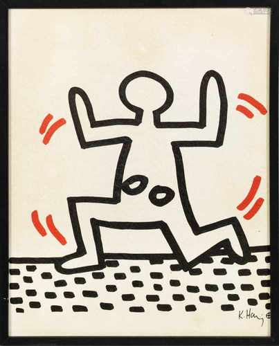 Keith Haring(1958 Reading - 1990 New York)Blatt mit rennender Figur aus der 