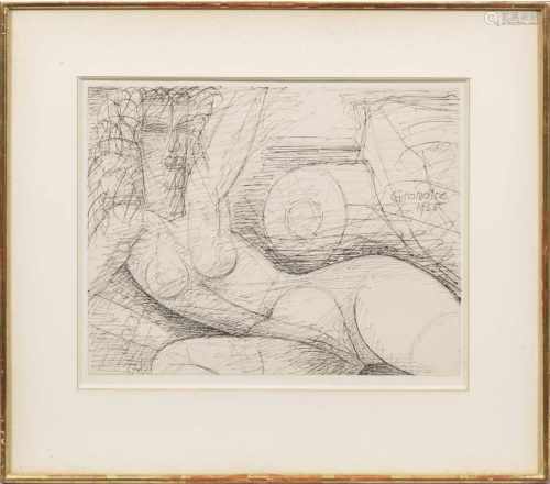 Marcel Gromaire(1892 Noyelles-sur-Sambre - 1971 Paris)Liegender weiblicher AktFeder/Papier. R. in