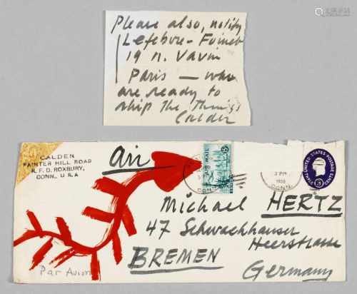 Alexander Calder(1898 Philadelphia - 1976 New York)Autographischer Brief mit Künstler-UmschlagKurzer